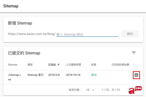 Search Console sitemap功能